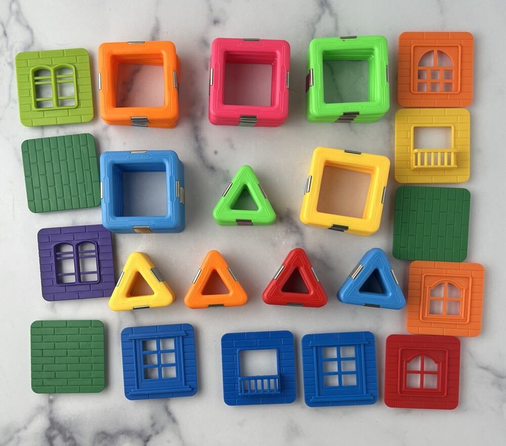 Magformers Picasso Tiles Magnetic Building Tiles Blocks Lot 70 Shapes Colors